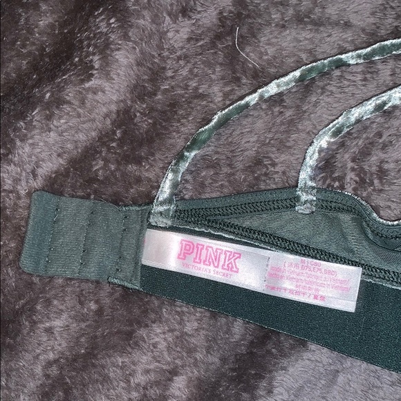 Olive green PINK velour Bralette - Picture 4 of 4